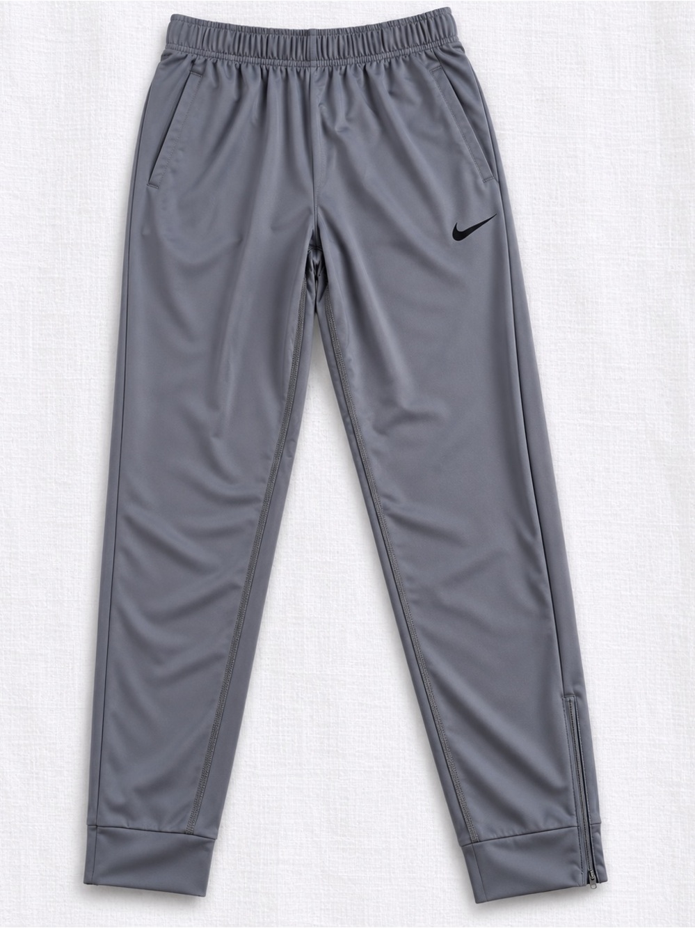 Nike Gray Athletic Track Pants with Black Swoosh